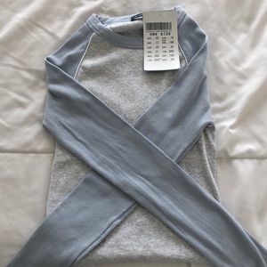 blu and grey brandy melville long sleeved shirt